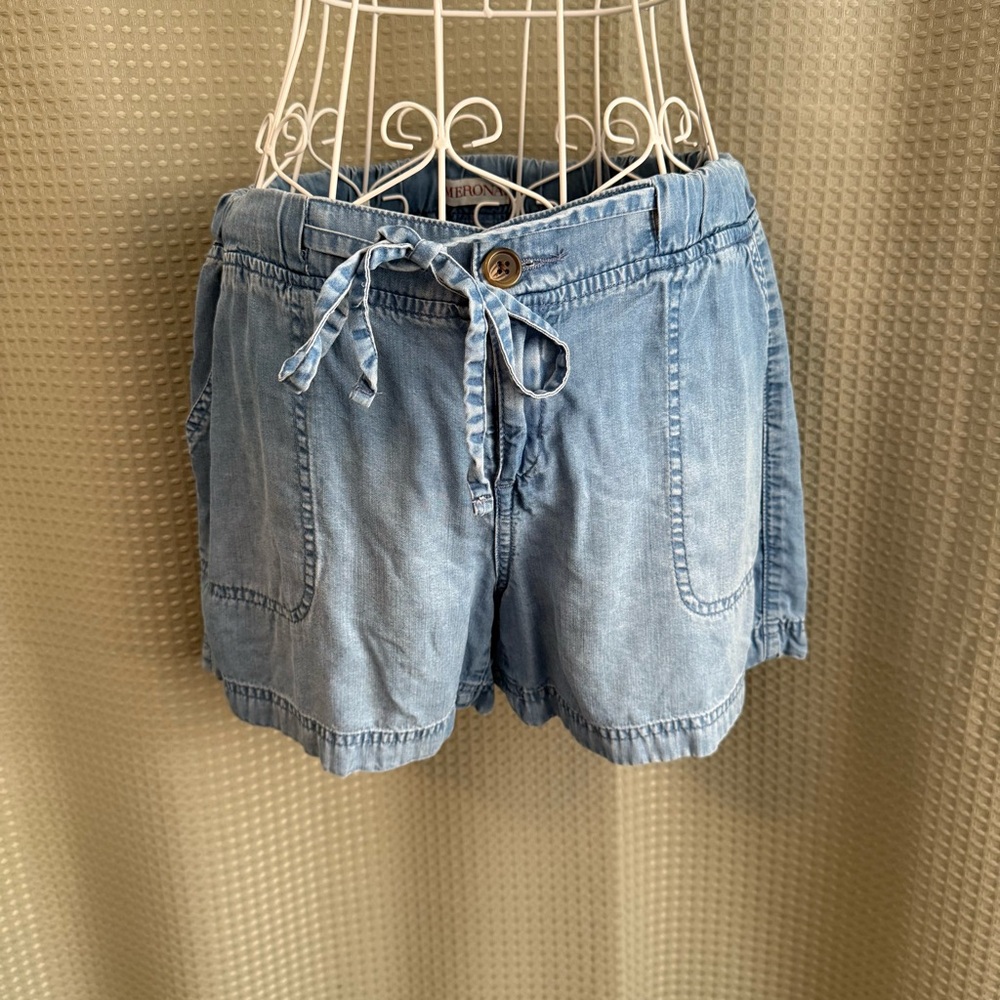 Eileen Fisher Blue Cargo Shorts with Drawstring Waist